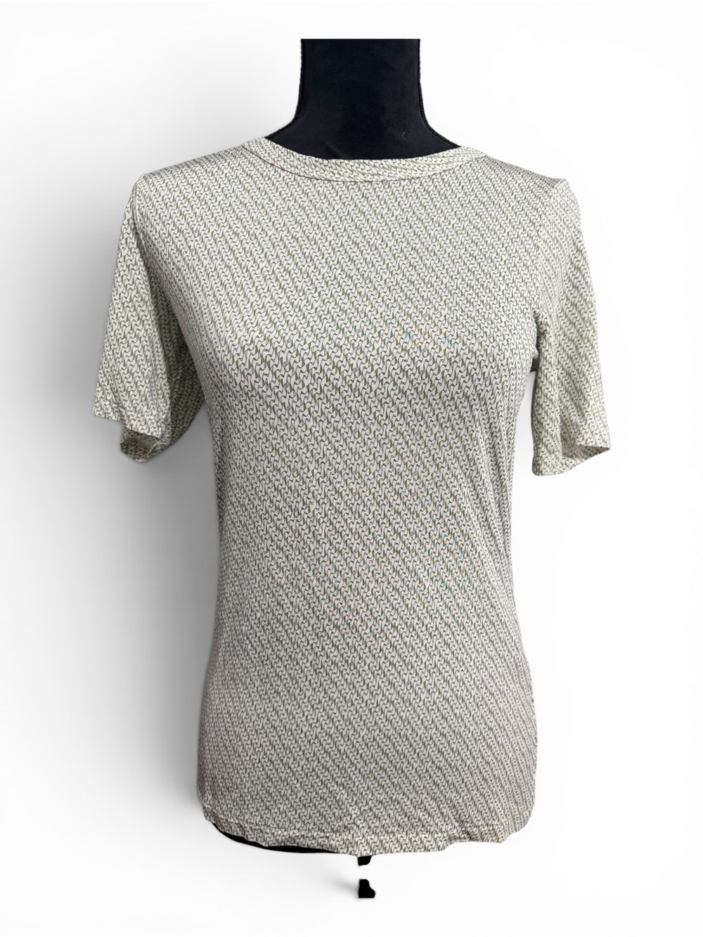 Rag & bone Cream Patterned Short Sleeve Crewneck Tee Soft Jersey Tee